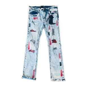Encrypted Barbados Distressed Skinny Fit Ice Wash Paint Jeans E824583-IW Youth 2